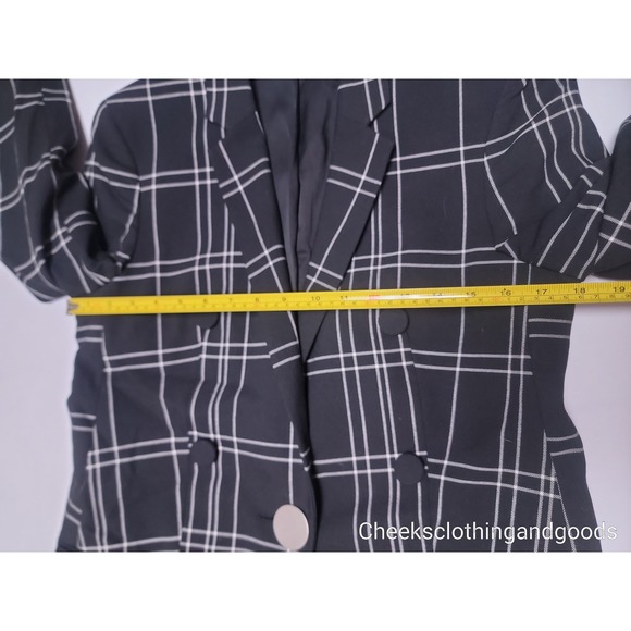 Alexander Wang Plaid Double Breasted Blazer Black White Zip Sleeve Women - Picture 6 of 12